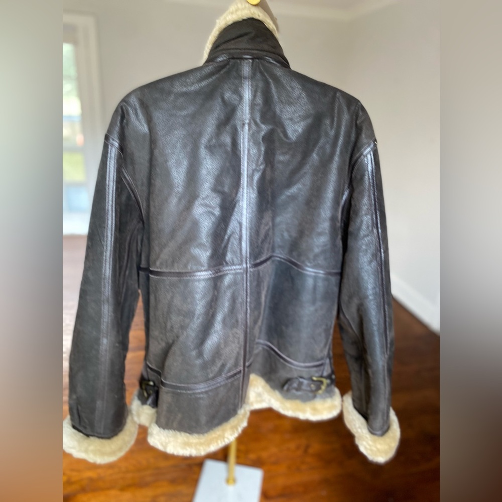 VTG Style B3 Aviator Bomber Military Airforce Flying Biker 80s 90s Leather Coat - Picture 2 of 15